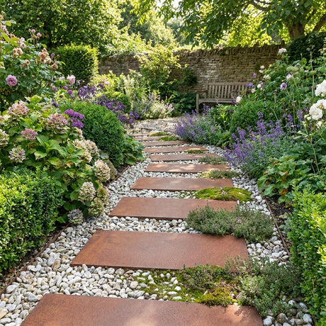Pre-Rusted Metal Stepping Stones – Garden Pathway Paving Slabs