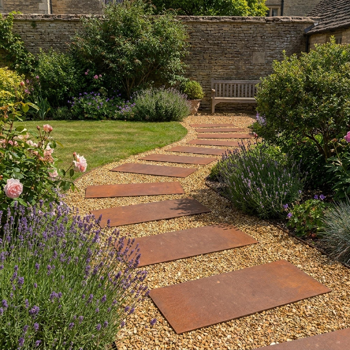 Pre-Rusted Metal Stepping Stones – Garden Pathway Paving Slabs