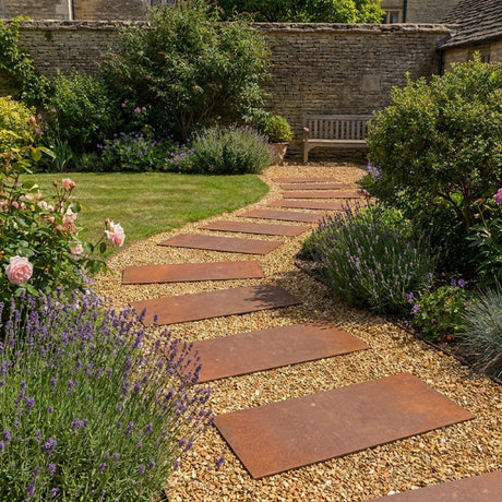 Pre-Rusted Metal Stepping Stones – Garden Pathway Paving Slabs
