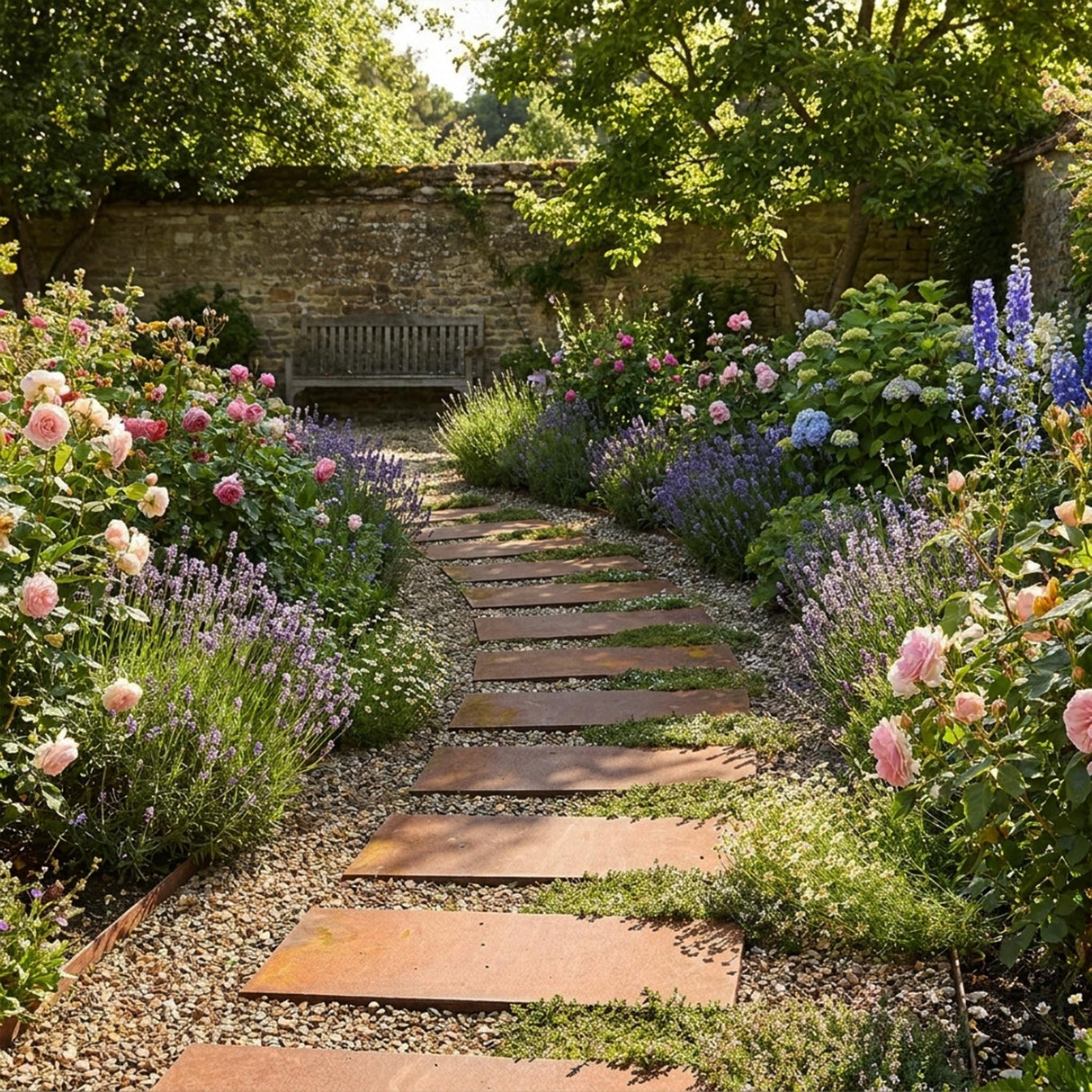 Pre-Rusted Metal Stepping Stones – Garden Pathway Paving Slabs