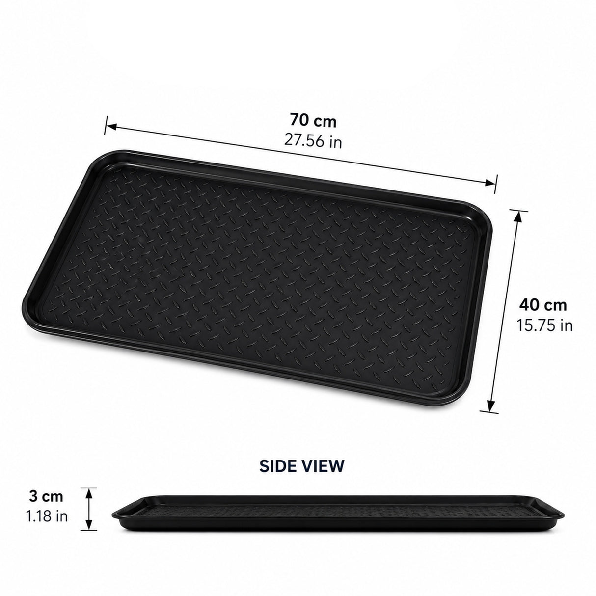 Shoes, Boots & Wellies Tray - Plain Black - Soft Rubber