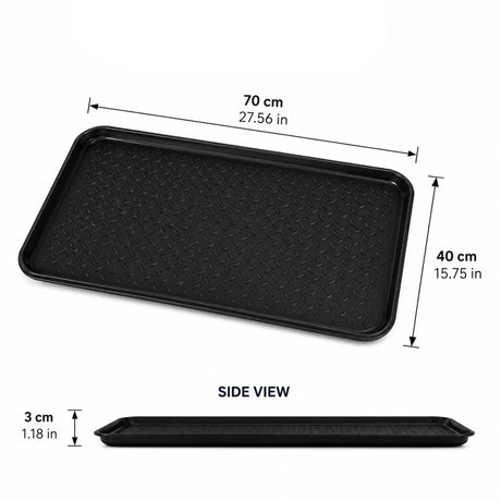 Shoes, Boots & Wellies Tray - Plain Black - Soft Rubber