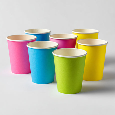 Disposable Coloured Paper Party Cups – 8oz & 12oz