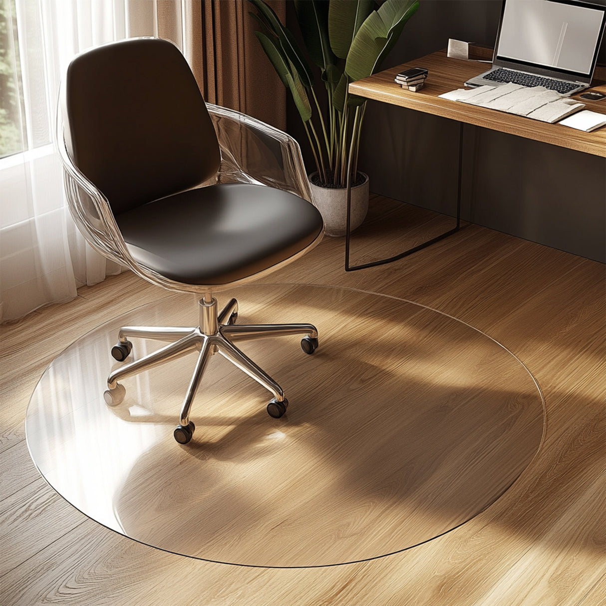 Round Chair Mat for Hard Floors - Transparent / Frosted