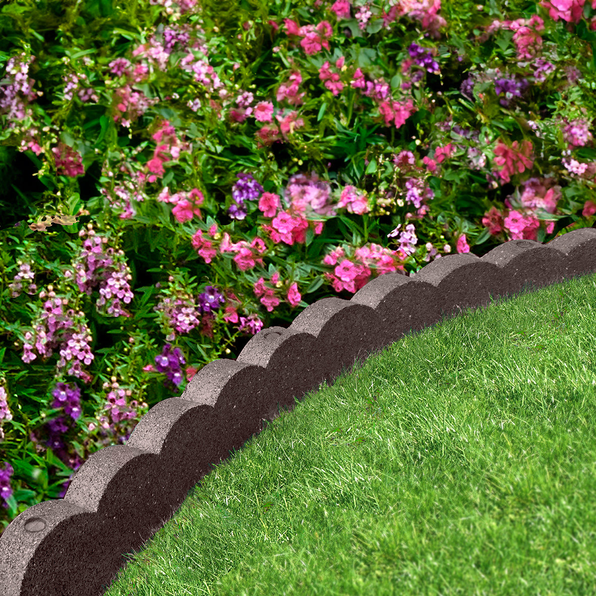 Recycled Rubber Scallop Garden Edging Border - Eco Friendly - Brown