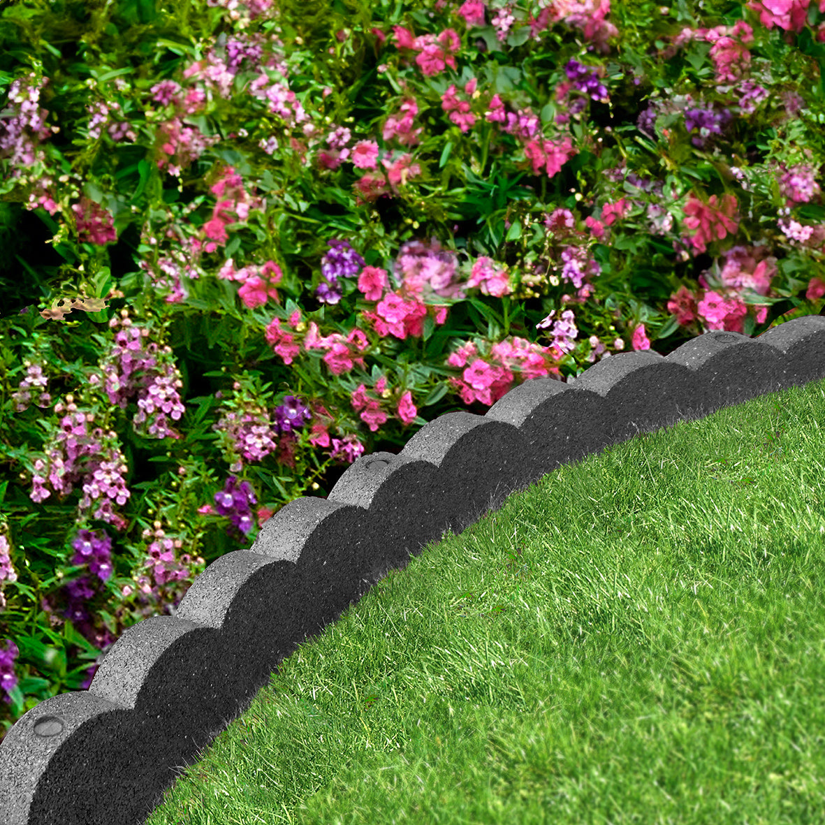 Recycled Rubber Scallop Garden Edging Border - Eco Friendly - Grey