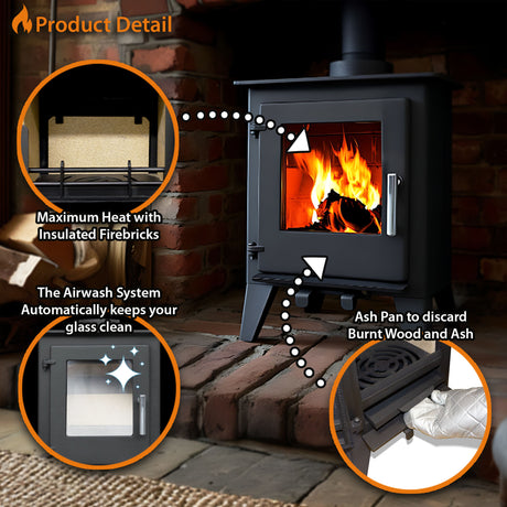 5kW Steel Defra Approved Multi-Fuel Burning Stove - ST001