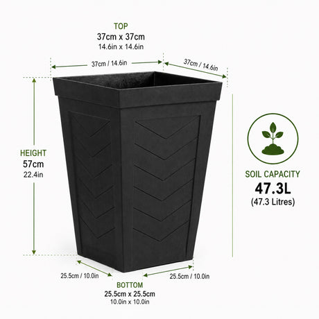 Savana Black Chevron Recycled Rubber Plant Pot