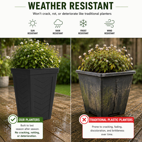 Savana Black Chevron Recycled Rubber Plant Pot