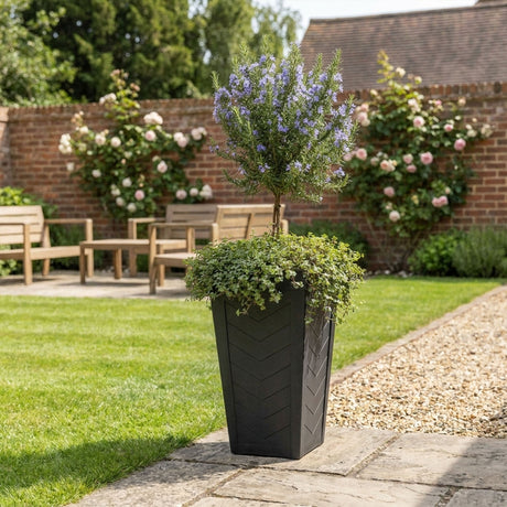 Savana Black Chevron Recycled Rubber Plant Pot