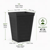 Savana Black Plank Recycled Rubber Plant Pot