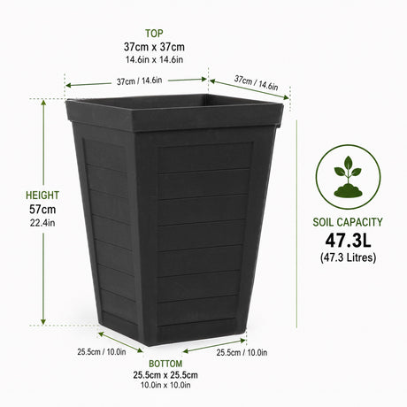 Savana Black Plank Recycled Rubber Plant Pot
