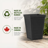 Savana Black Plank Recycled Rubber Plant Pot