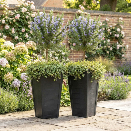 Savana Black Plank Recycled Rubber Plant Pot