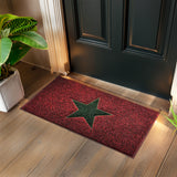 Star PVC Spaghetti Doormat - Red & Green Design