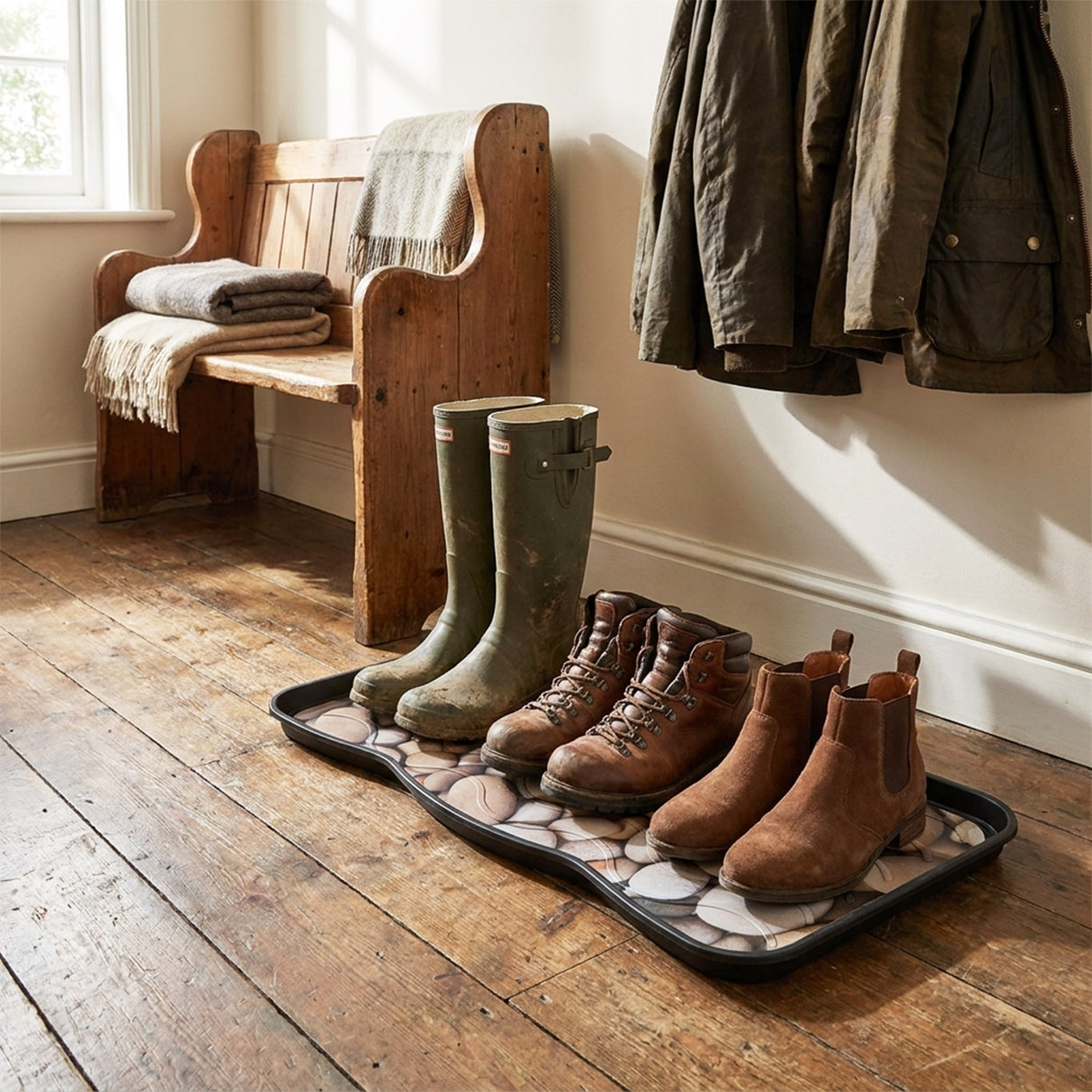 Shoes, Boots & Wellies Tray - Stones