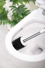 Nicoman Round White Toilet Brush & Holder With Silicone Head