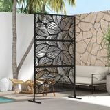 Freestanding Outdoor Privacy Screen with Stand 122cm x 198cm - Black Leaf