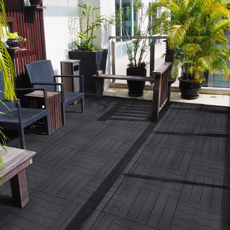 Cosmo Garden Patio Cosmopolitan Decking Tiles - Dark Grey - Pack of 10