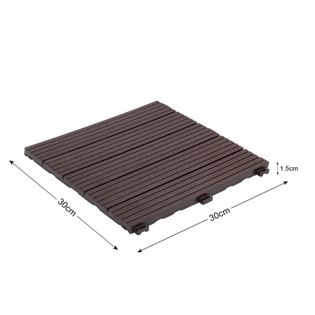 Cosmo Garden Patio Cosmopolitan Decking Tiles - Brown - Pack of 10