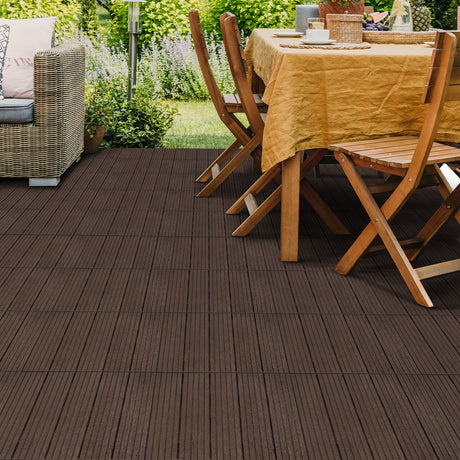 Cosmo Garden Patio Cosmopolitan Decking Tiles - Brown - Pack of 10