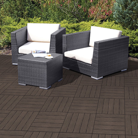 Cosmo Garden Patio Cosmopolitan Decking Tiles - Brown - Pack of 10