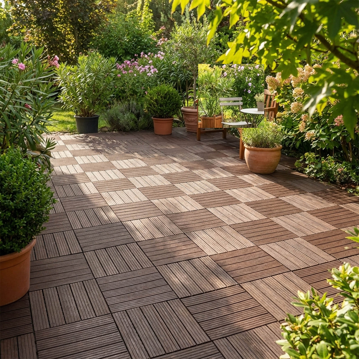 Cosmo Garden Patio Cosmopolitan Decking Tiles - Brown - Pack of 10