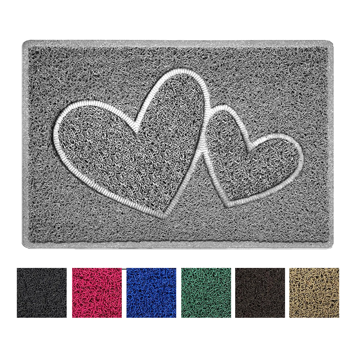 Double Heart Embossed Spaghetti Doormat Indoor & Outdoor Easy Clean