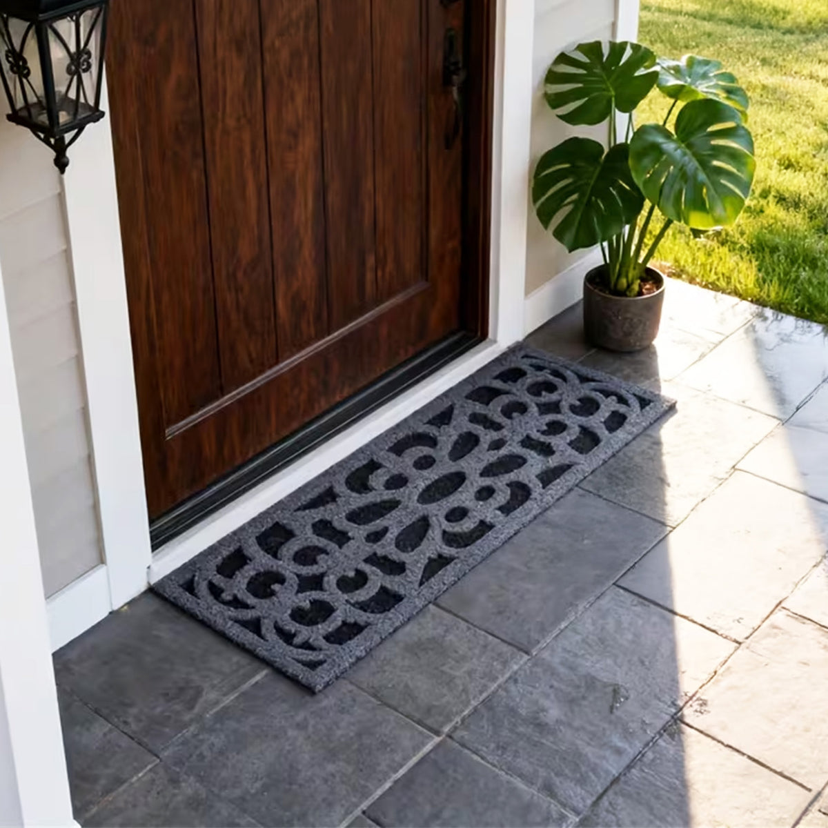 Eco-Friendly Victorian Style Rubber Step Mat - Grey | Narrow Step Mat ...