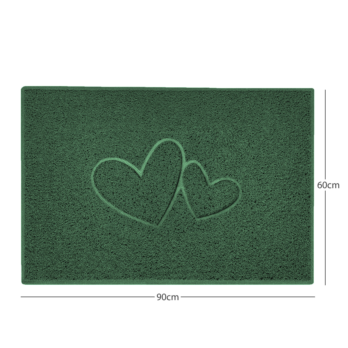 "Double Heart" Embossed Loofah Textured Spaghetti Doormat