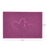 "Double Heart" Embossed Loofah Textured Spaghetti Doormat