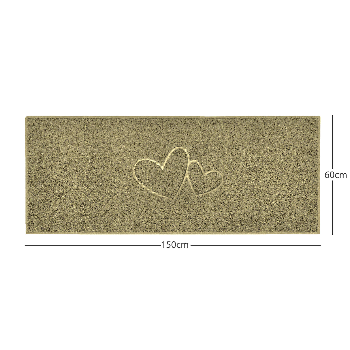 "Double Heart" Embossed Loofah Textured Spaghetti Doormat