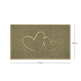 "Double Heart" Embossed Loofah Textured Spaghetti Doormat