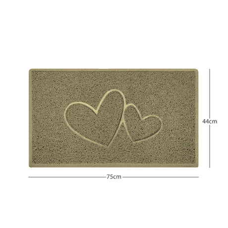 "Double Heart" Embossed Loofah Textured Spaghetti Doormat