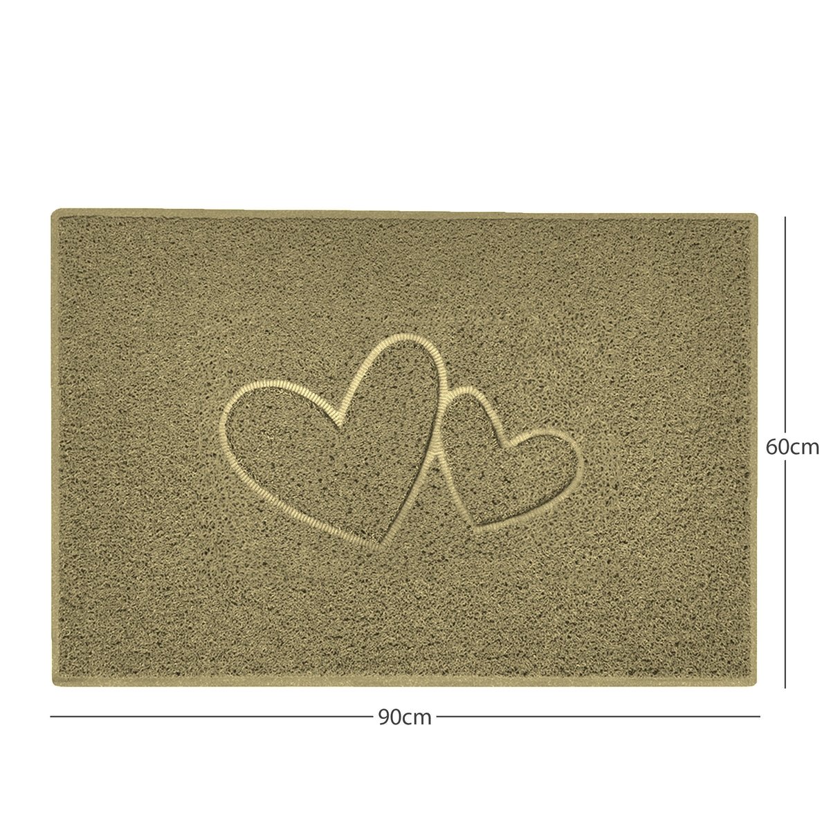 "Double Heart" Embossed Loofah Textured Spaghetti Doormat