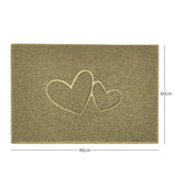 "Double Heart" Embossed Loofah Textured Spaghetti Doormat