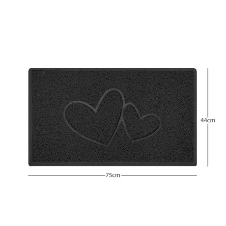 "Double Heart" Embossed Loofah Textured Spaghetti Doormat