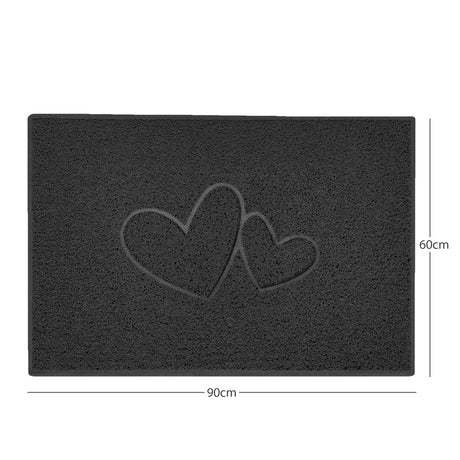 "Double Heart" Embossed Loofah Textured Spaghetti Doormat