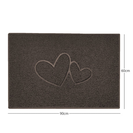 "Double Heart" Embossed Loofah Textured Spaghetti Doormat