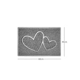 "Double Heart" Embossed Loofah Textured Spaghetti Doormat