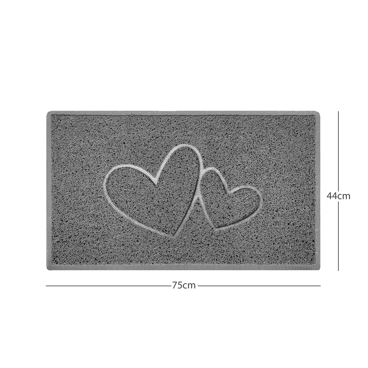 "Double Heart" Embossed Loofah Textured Spaghetti Doormat