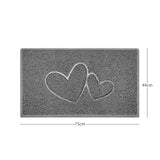 "Double Heart" Embossed Loofah Textured Spaghetti Doormat