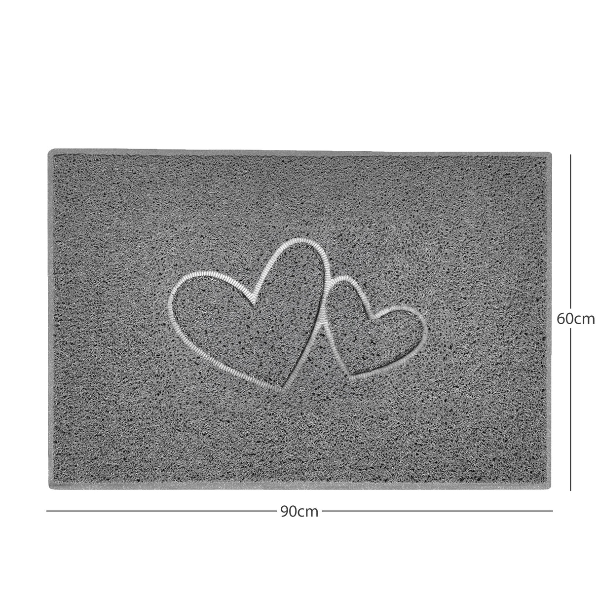 "Double Heart" Embossed Loofah Textured Spaghetti Doormat