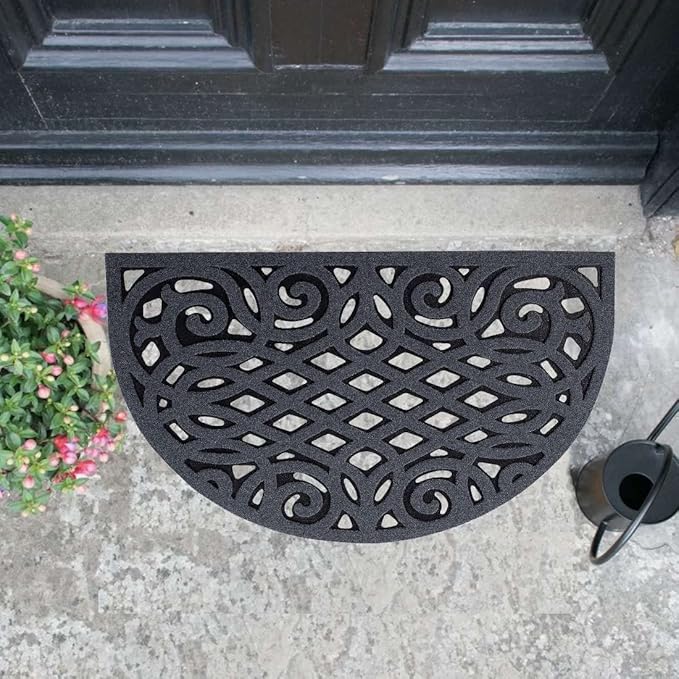 Victorian Style Eco Halfmoon Indoor and Outdoor Doormat - Grey