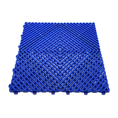 Modular Interlocking Ribbed Garage Flooring Tiles - Blue