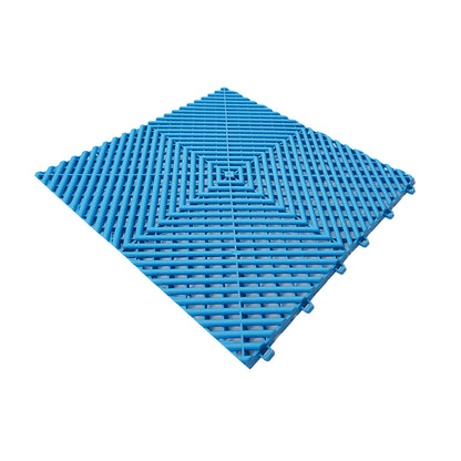 Modular Interlocking Ribbed Floor Tiles - Light Blue