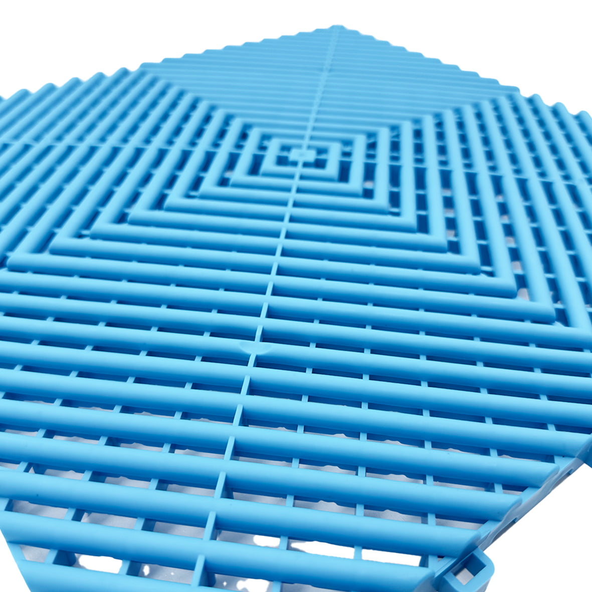 Modular Interlocking Ribbed Vented Garage Floor Tiles - Light Blue