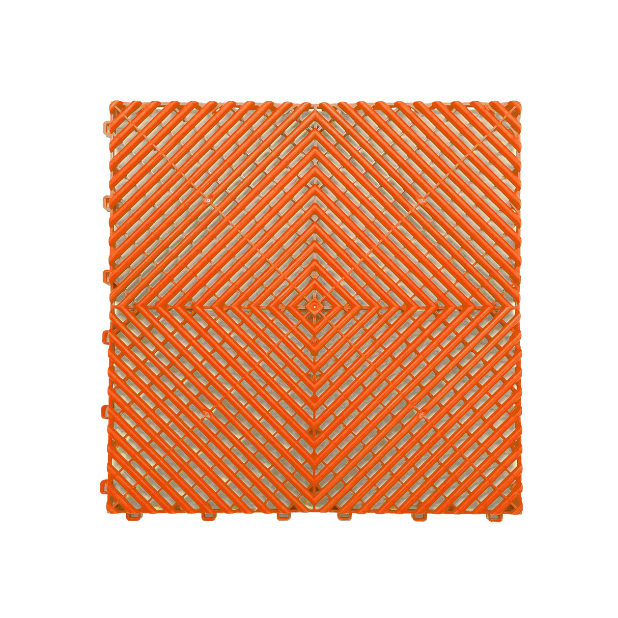 Modular Interlocking Ribbed Vented Garage Floor Tiles - Orange