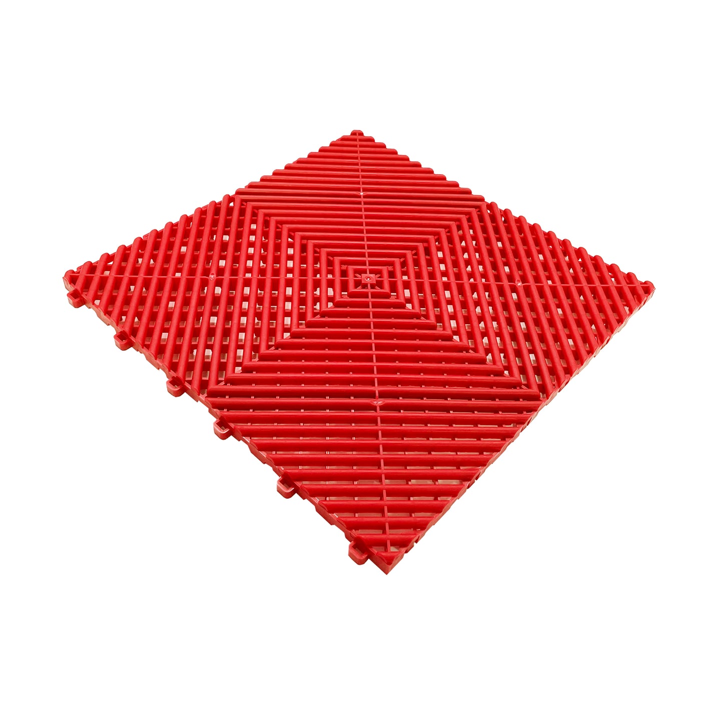 Modular Interlocking Ribbed Garage Flooring Tiles - Red