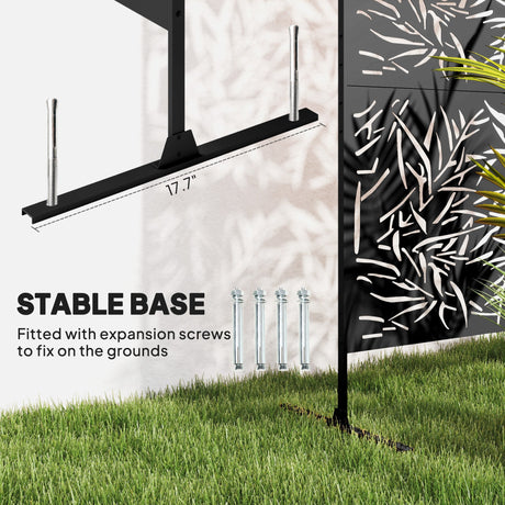 Freestanding Outdoor Privacy Screen with Stand 122cm x 198cm - Bamboo Style